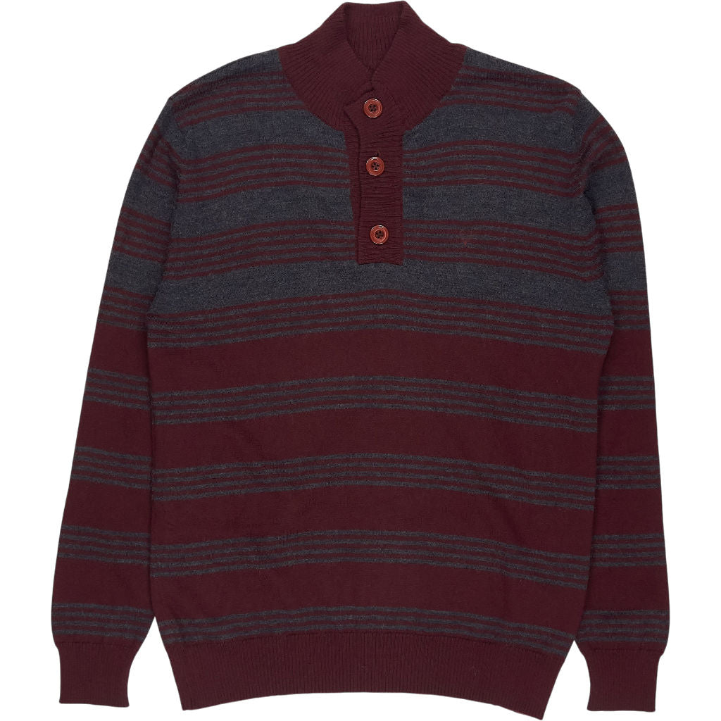 Vintage Allen Solly Burgundy Striped Merino Blend Sweater