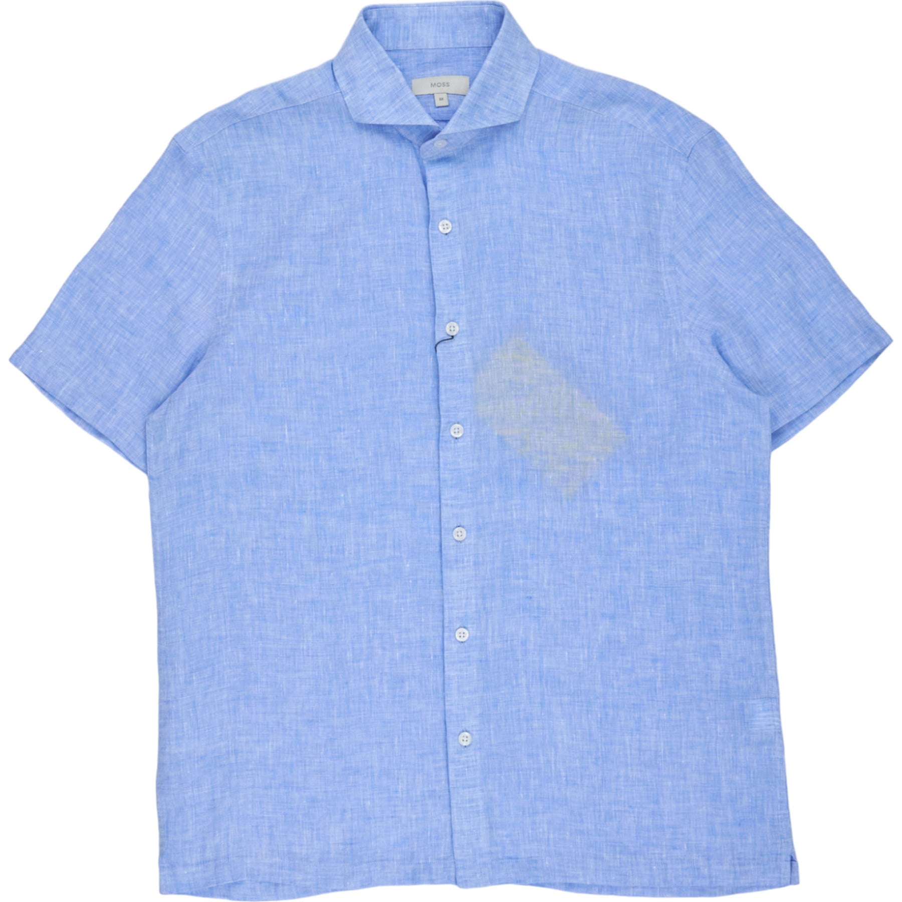 Moss Blue Linen Short Sleeve Shirt