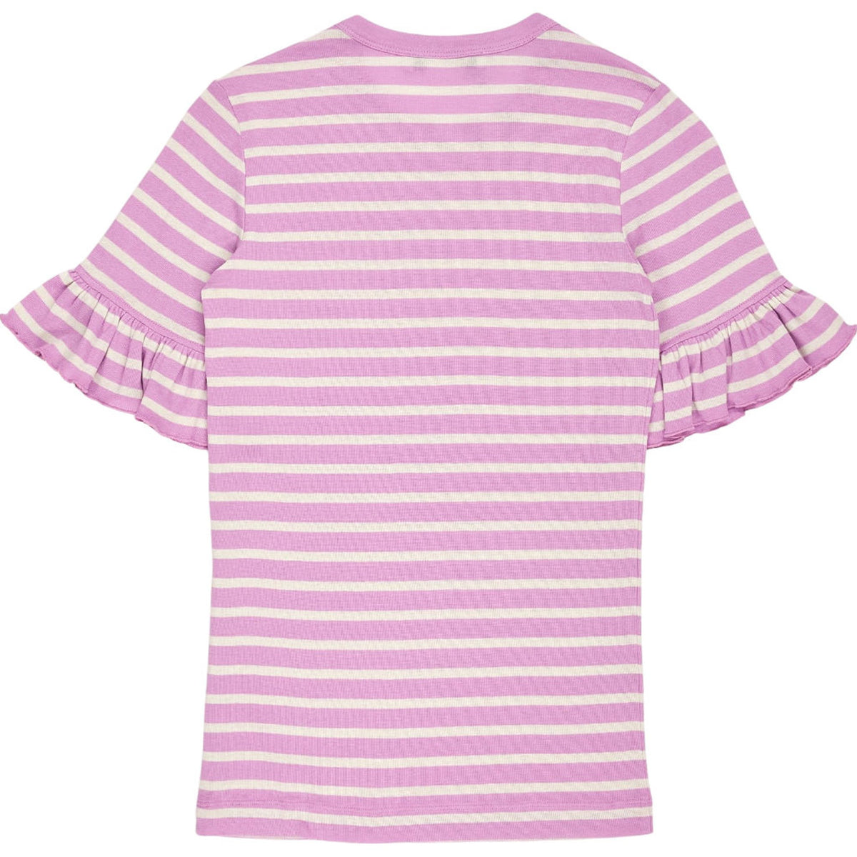 NRBY Bea Pink Striped Ruffle Top