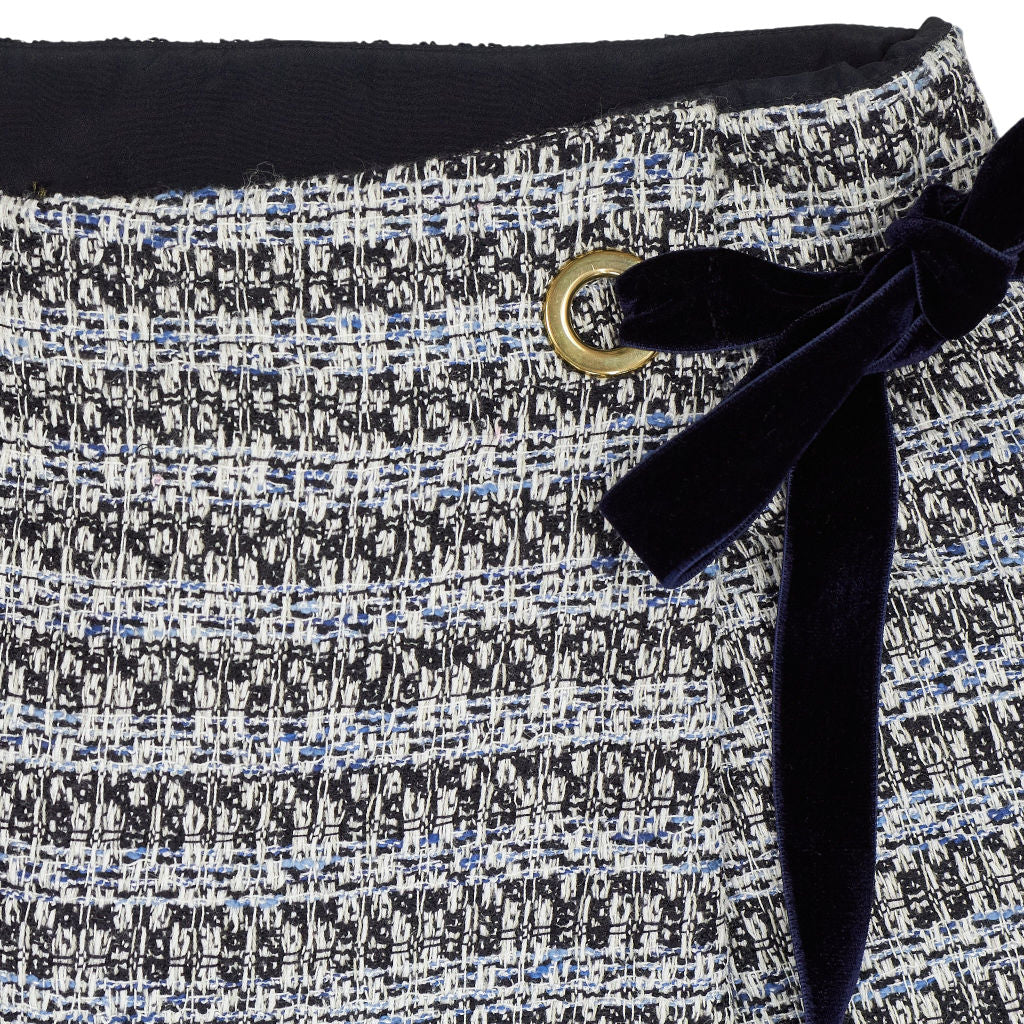 Tweed Blue Black Wide Legged Trousers