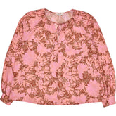 Hush Pink Boho Floral Front Tie Blouse