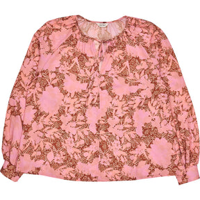 Hush Pink Boho Floral Front Tie Blouse
