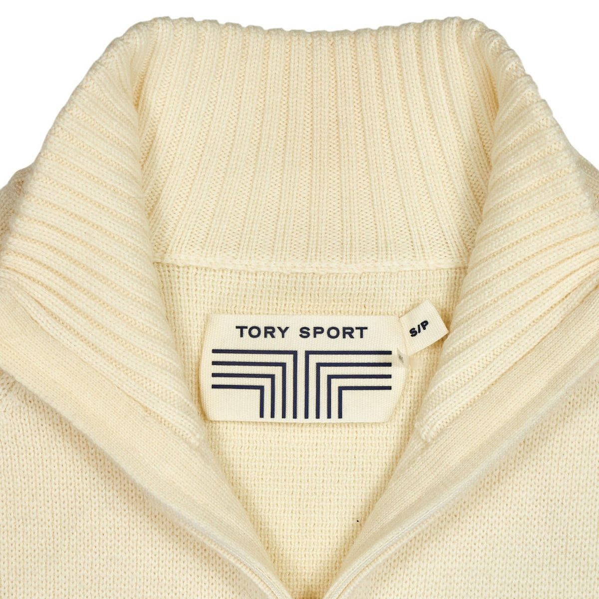 Tory Sport Navy Cream Zip Knit Jumper