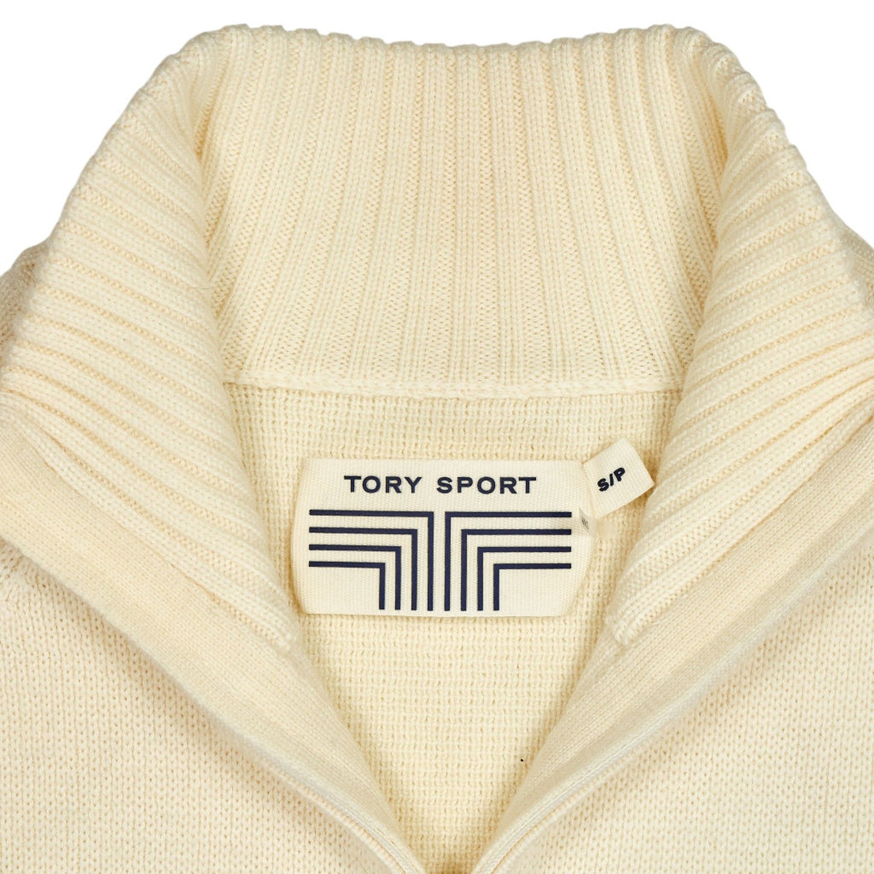 Tory Sport Navy Cream Zip Knit Jumper