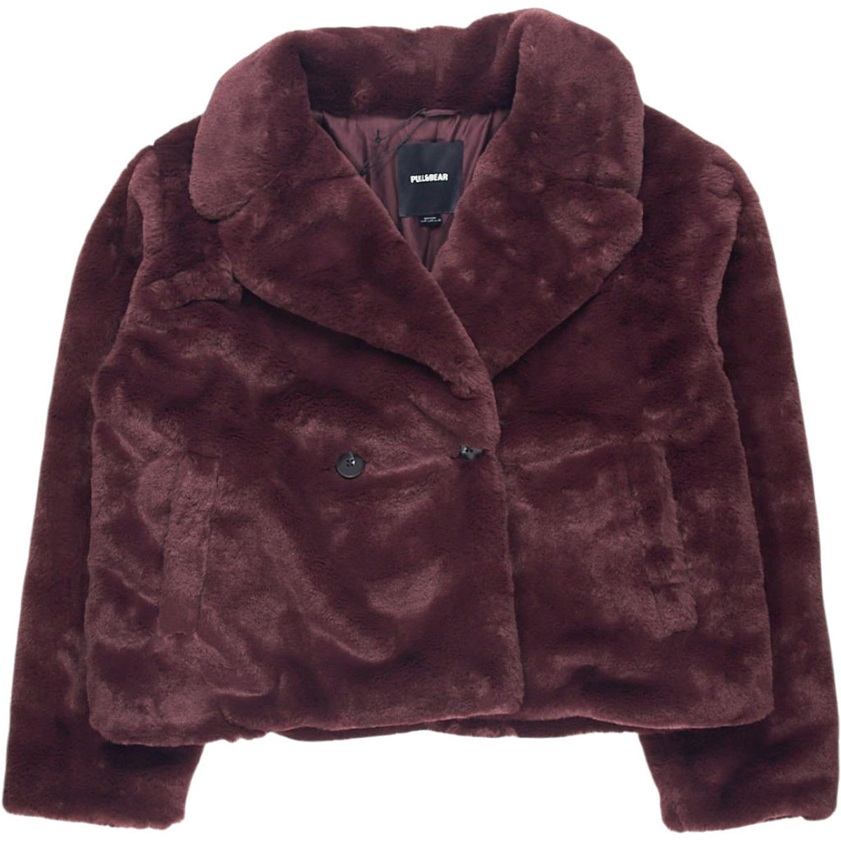 Pull & Bear Burgundy Faux Fur Jacket