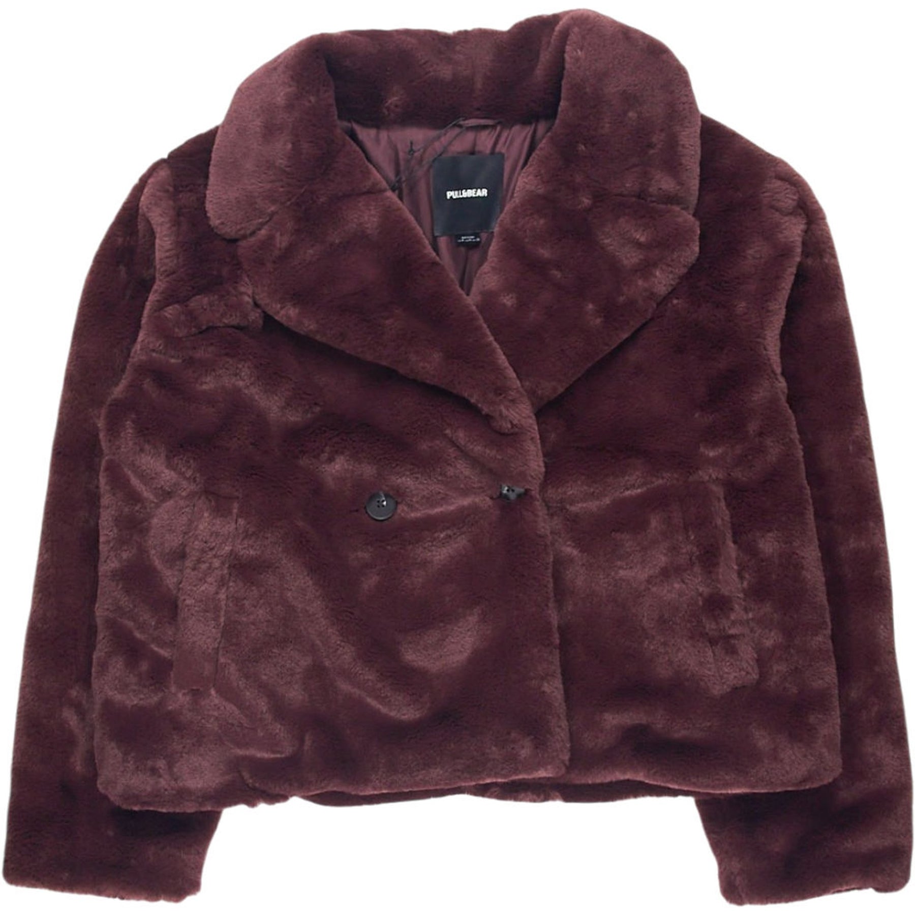 Pull & Bear Burgundy Faux Fur Jacket