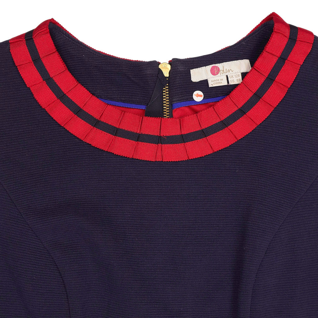 Boden Navy Red Trim Dress