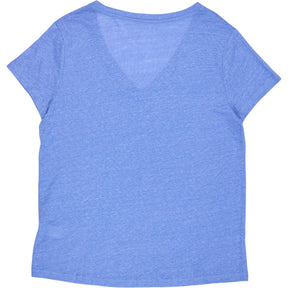 NRBY Blue Linen V-Neck T-Shirt