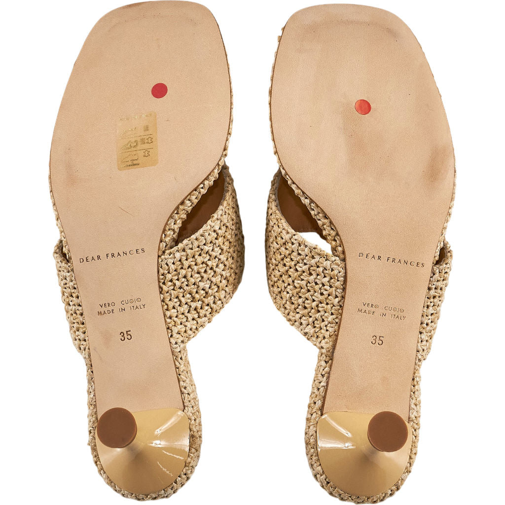 Dear Frances Beige Woven Sandals