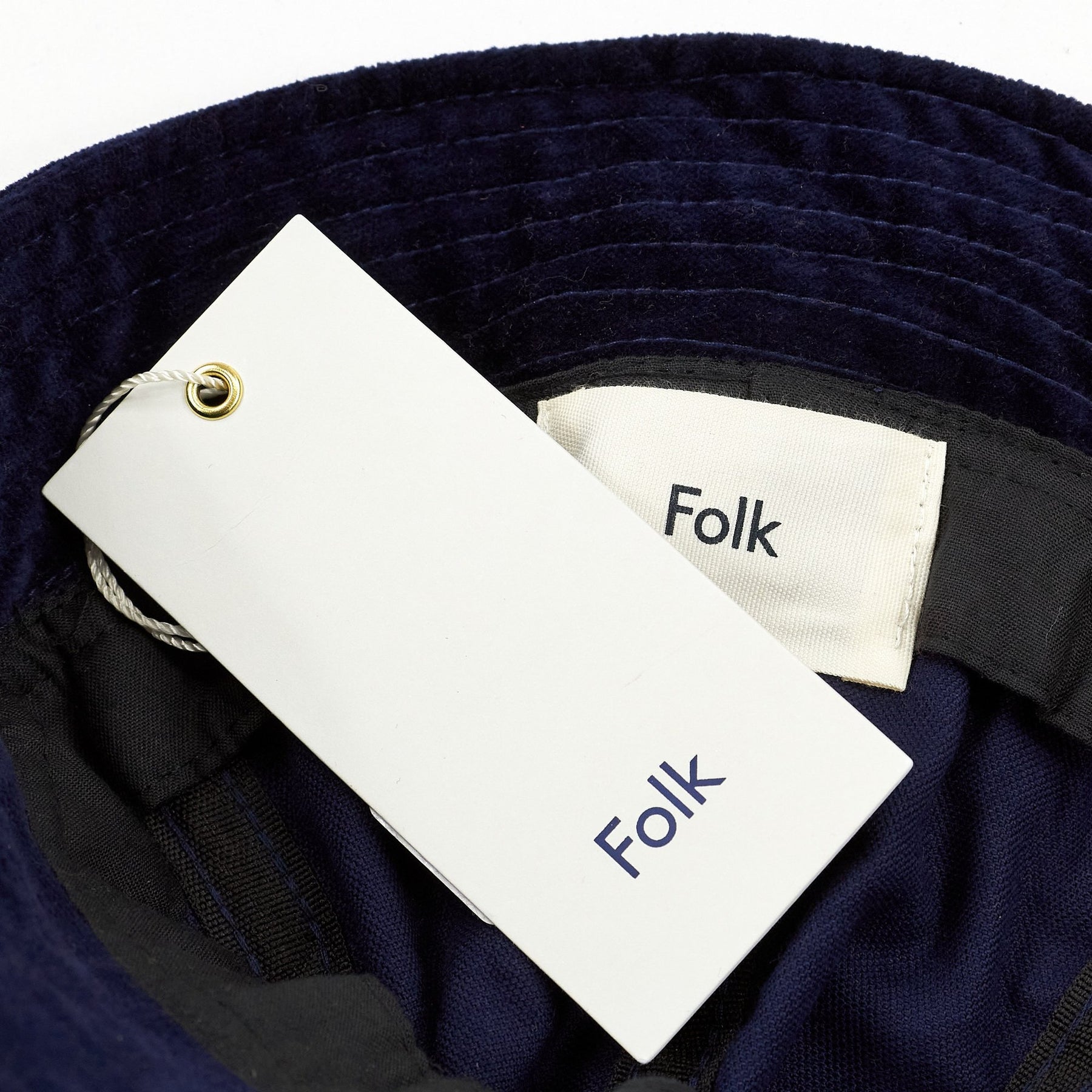 Folk Navy Velvet Bucket Hat