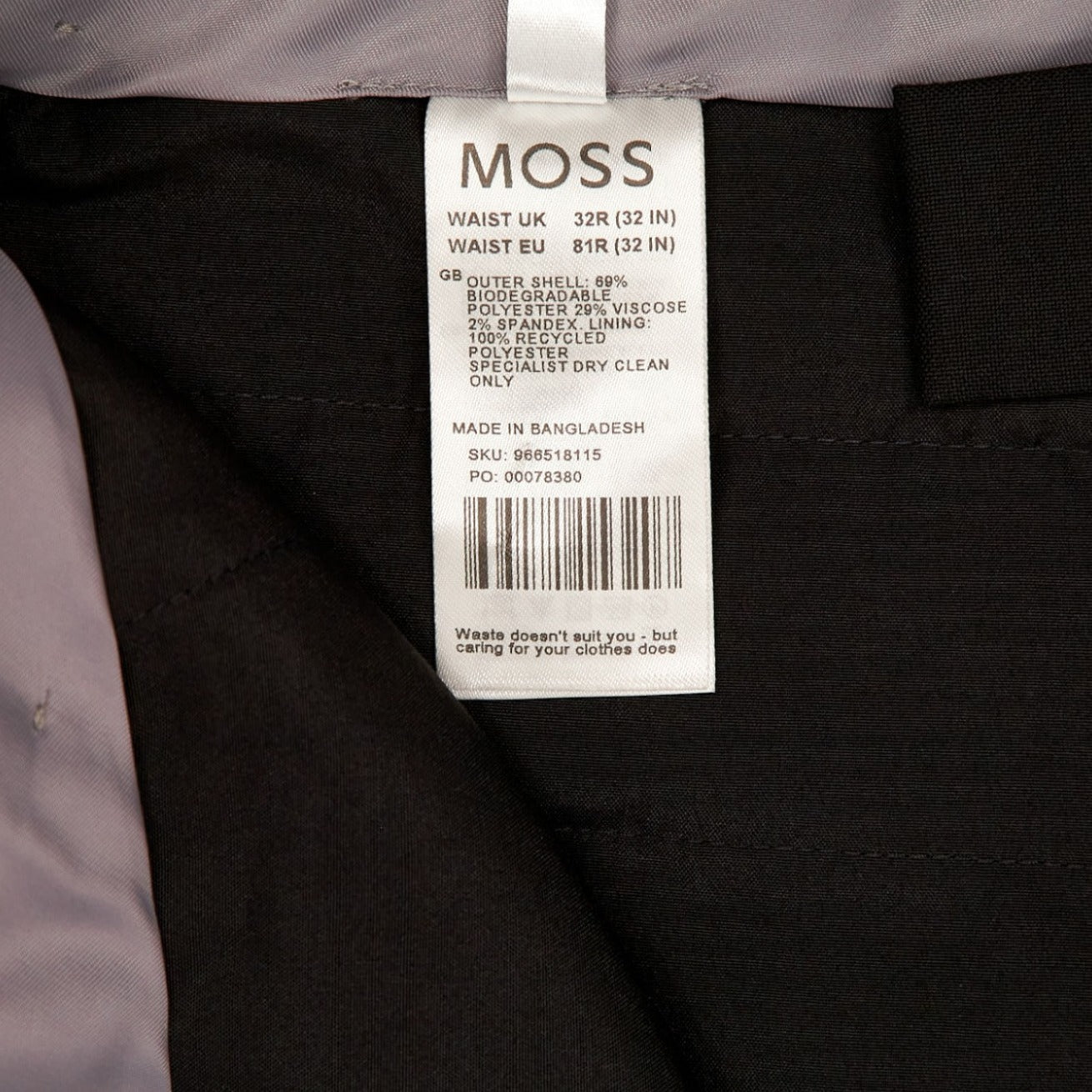 Moss Black Formal Trousers