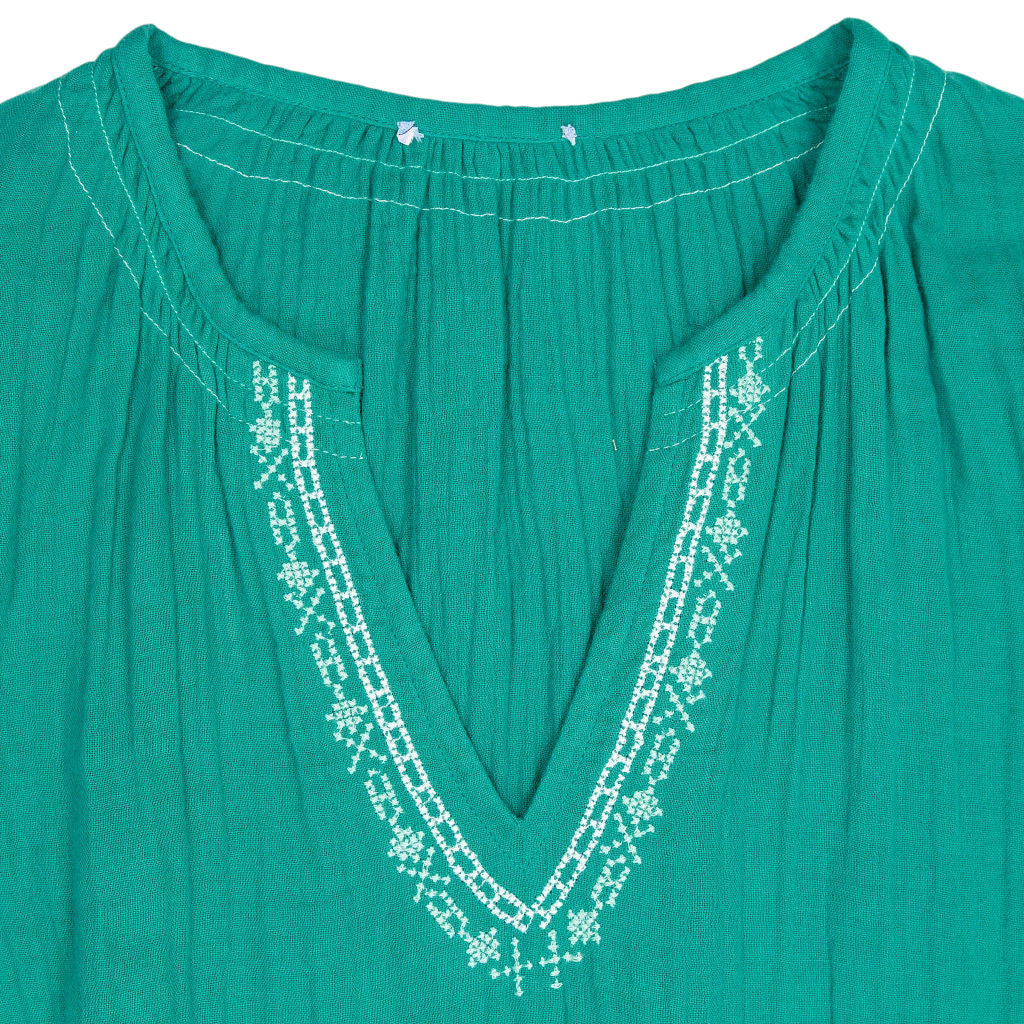 NRBY Green Embroidered Belted Dress