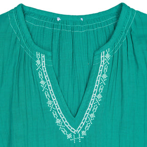NRBY Green Embroidered Belted Dress
