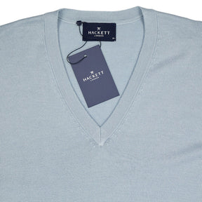 Hackett Blue Merino Silk V-Neck Jumper