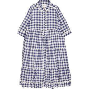 Bonté Blue White Checkered Midi Dress