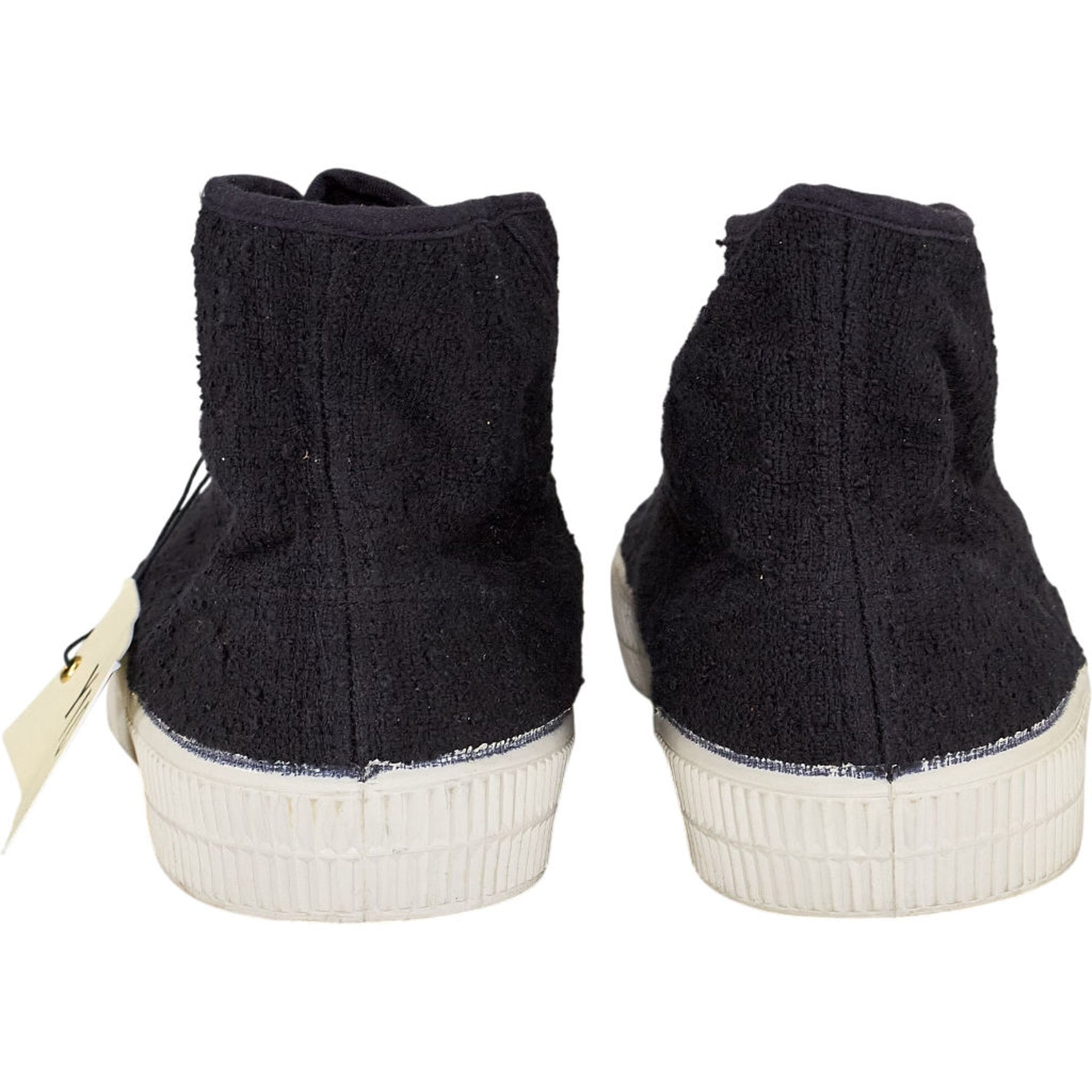 YMC Black Cotton Weave High Top Trainers