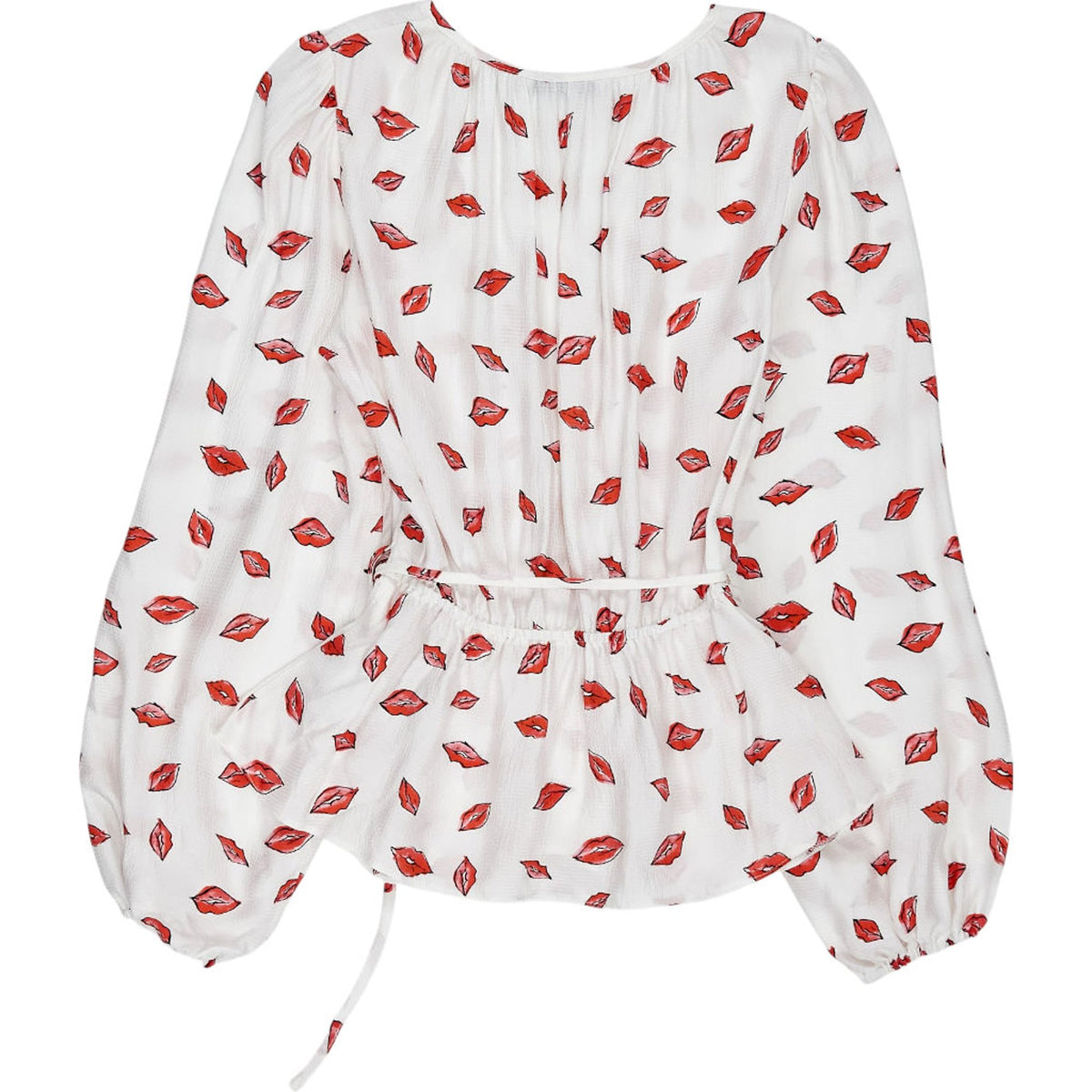 OMNES White Lip Print Blouse