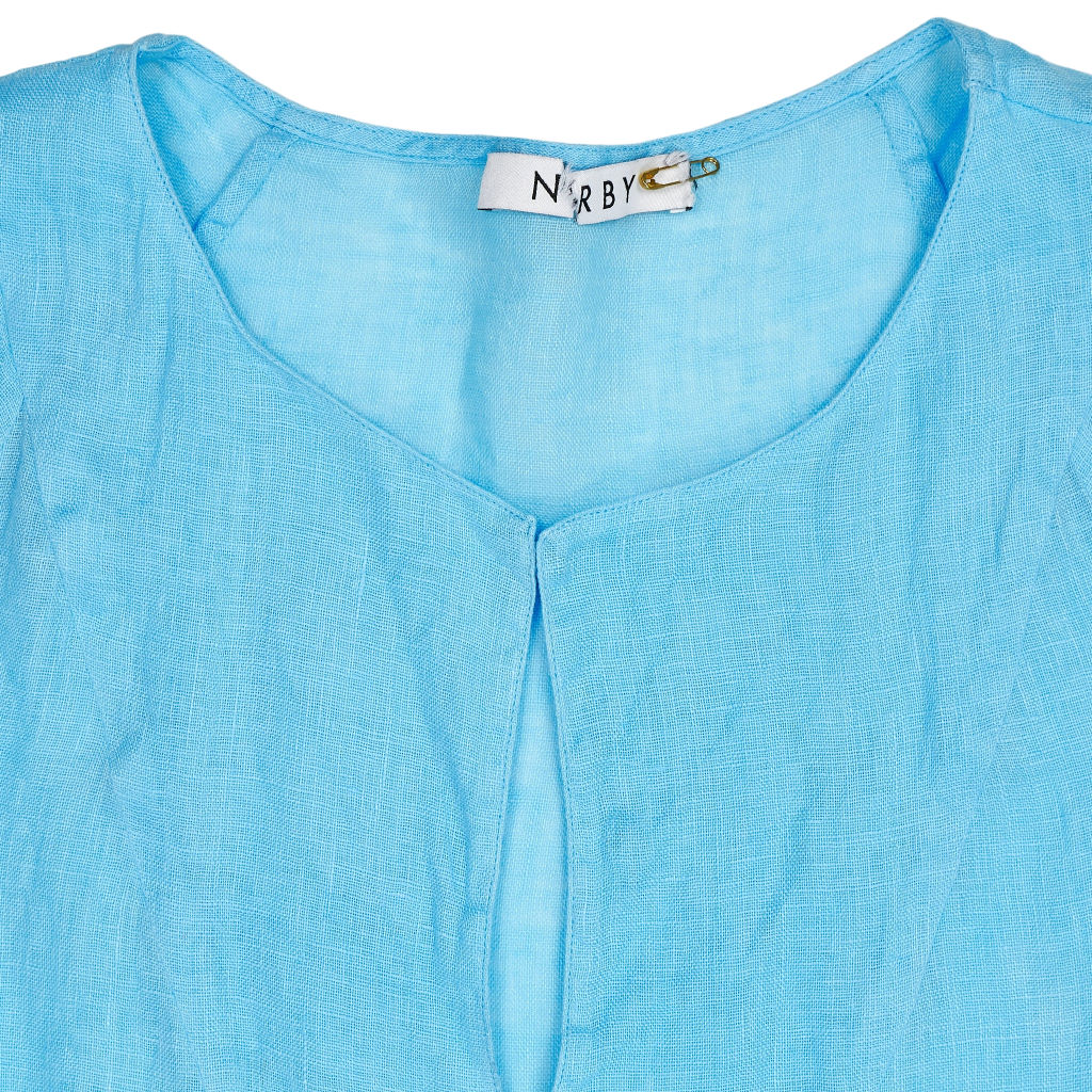NRBY Blue Linen Blouse