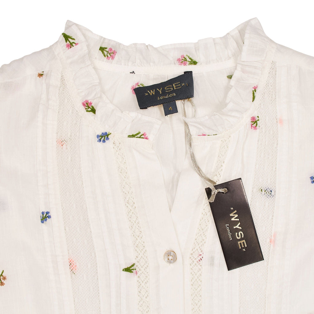 WYSE White Embroidered Melody Lace Top