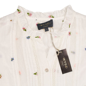 WYSE White Embroidered Melody Lace Top