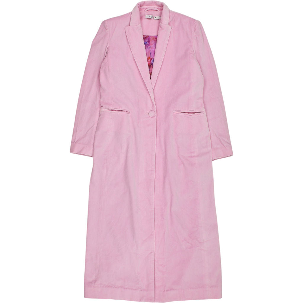 NRBY Pink Velvet Cotton Long Coat