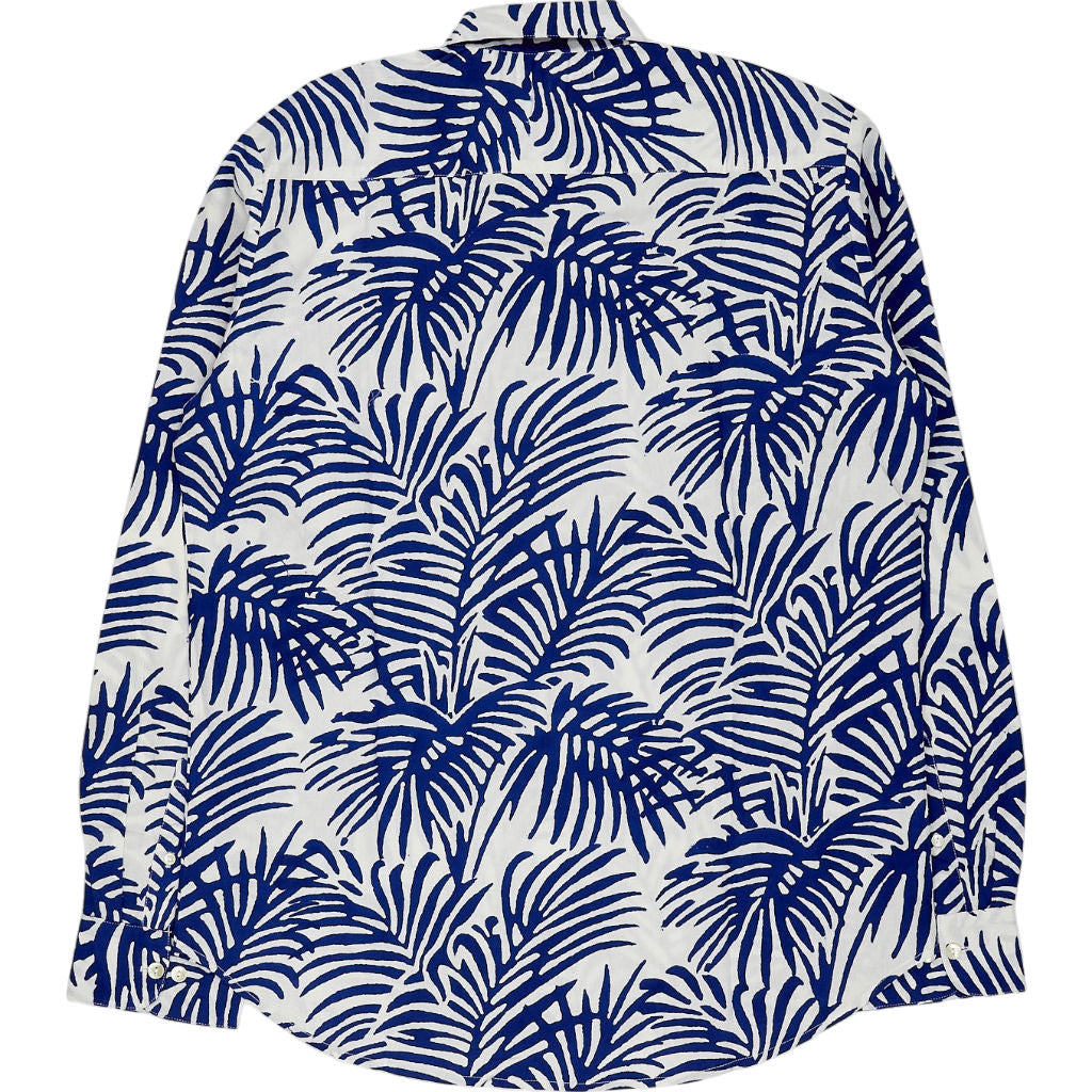 Pink City Prints Blue Leaf Pattern Shirt