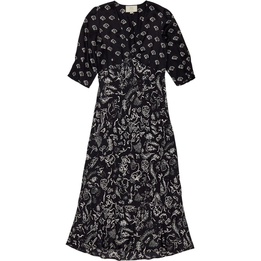 Rixo Black Floral Dress