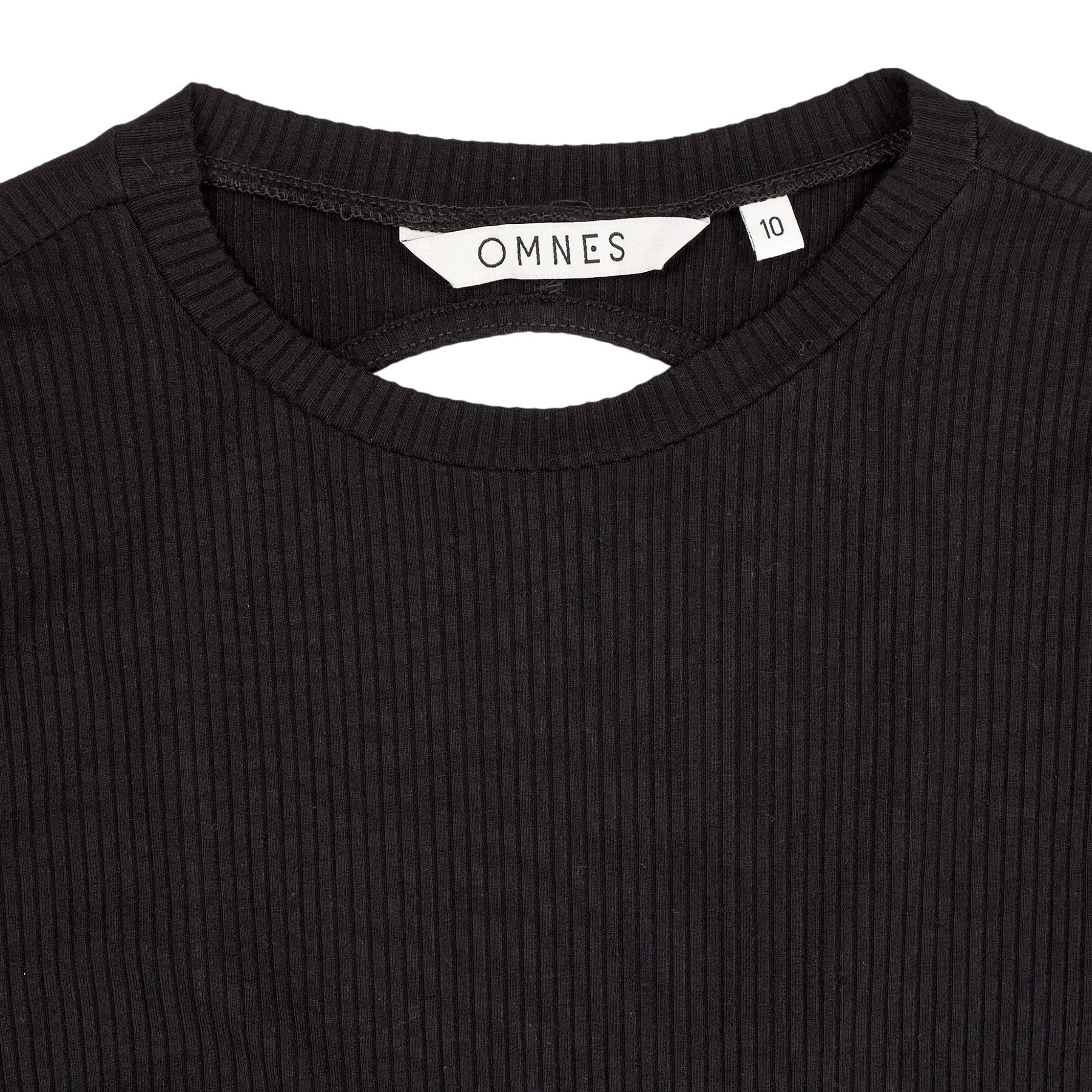 Omnes Black Ribbed Long Sleeve Bodysuit