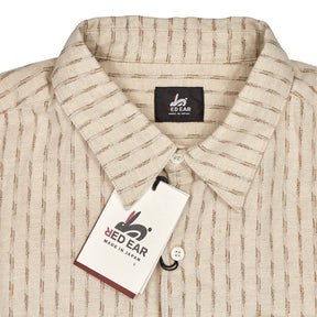 Red Ear Beige Striped Oversized Shirt