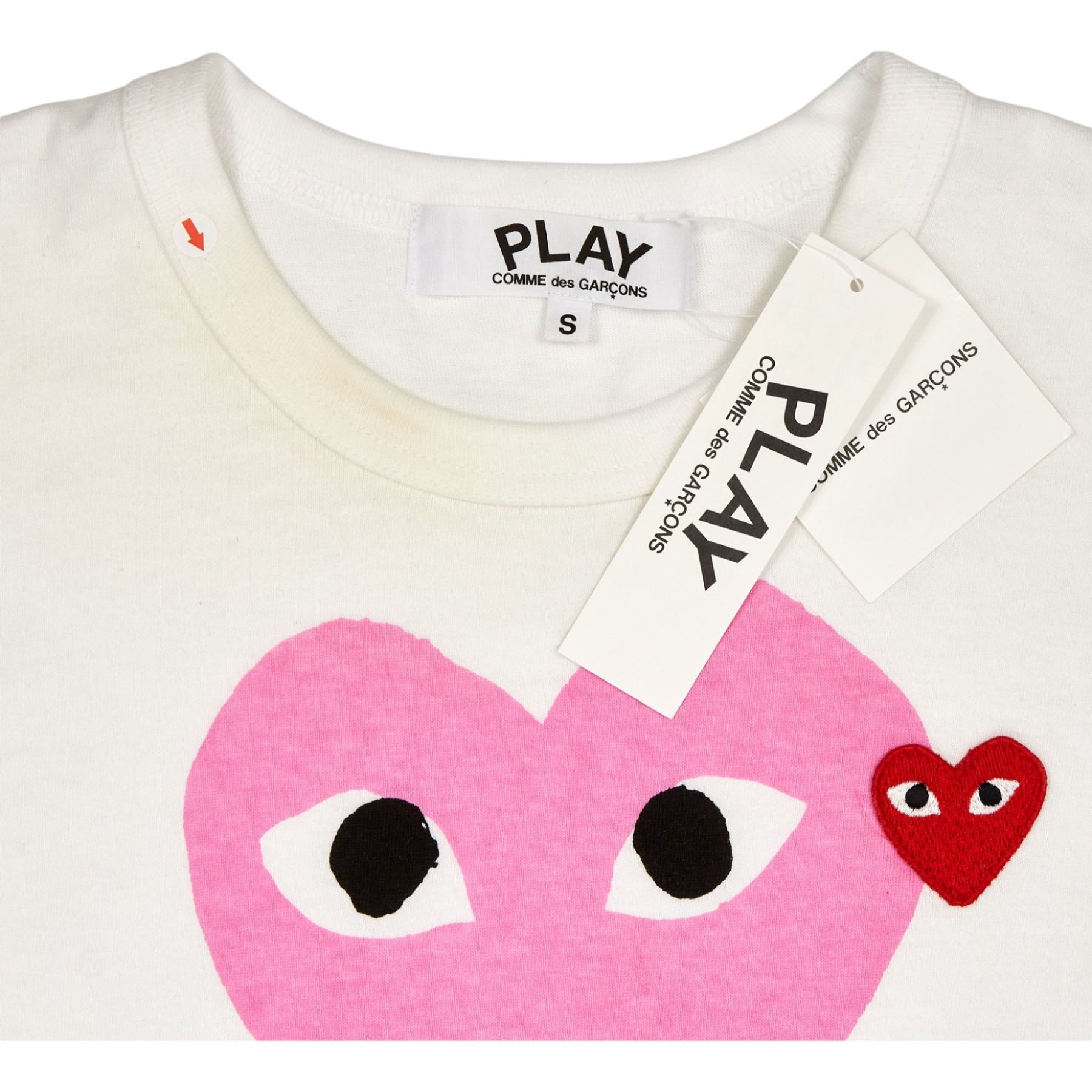 Comme des Garçons White Pink Heart T-Shirt