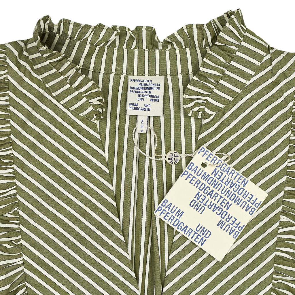Baum und Pferdgarten Green Striped Ruffle Dress