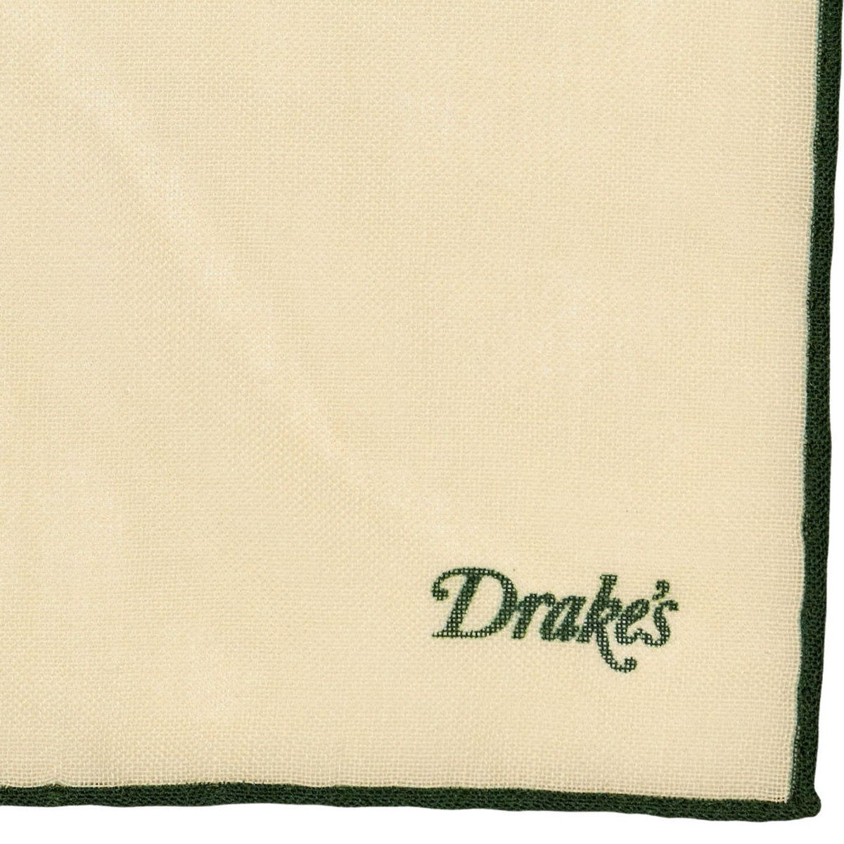 Drake's Cream Green Pocket Square