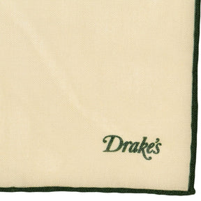 Drake's Cream Green Pocket Square