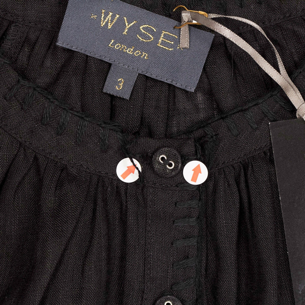 Wyse Black Monica Linen Blouse