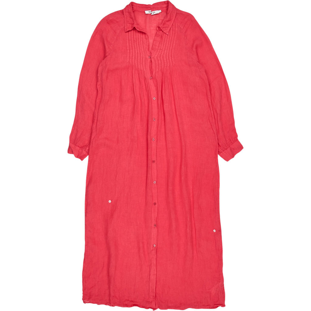 NRBY Red Linen Shirt Dress