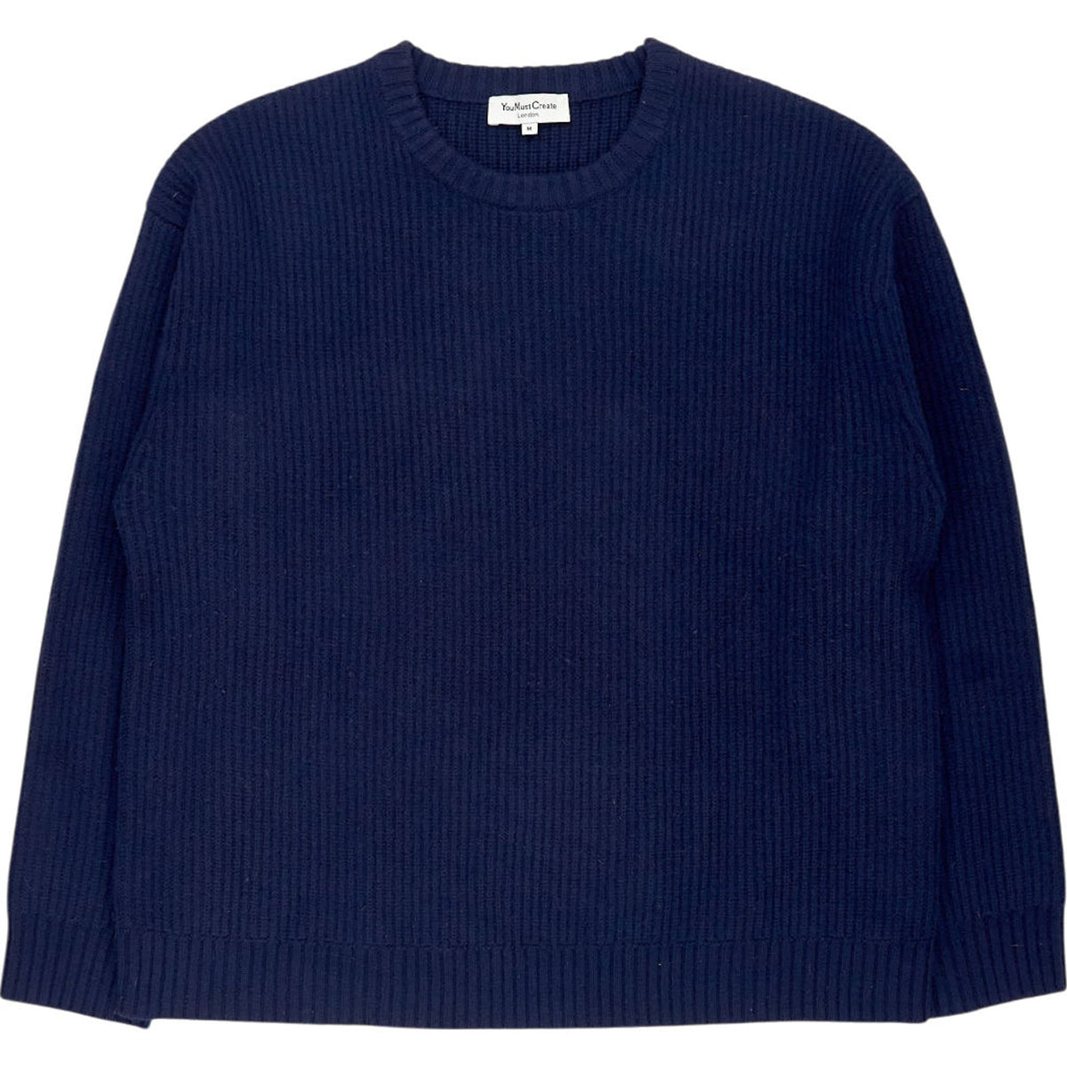 YMC Navy Ribbed Knit Jumper M