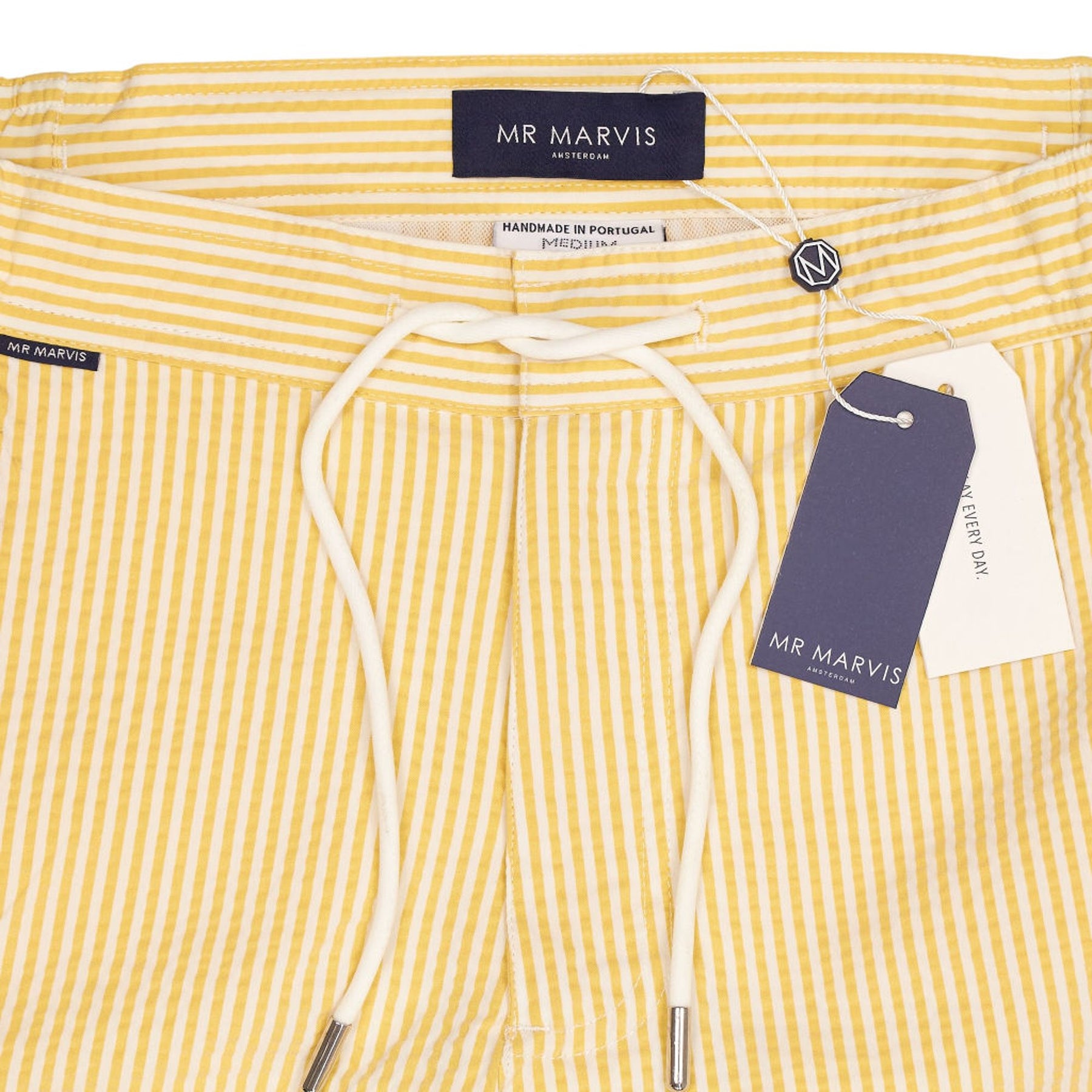 Mr Marvis Yellow Striped Swim Shorts