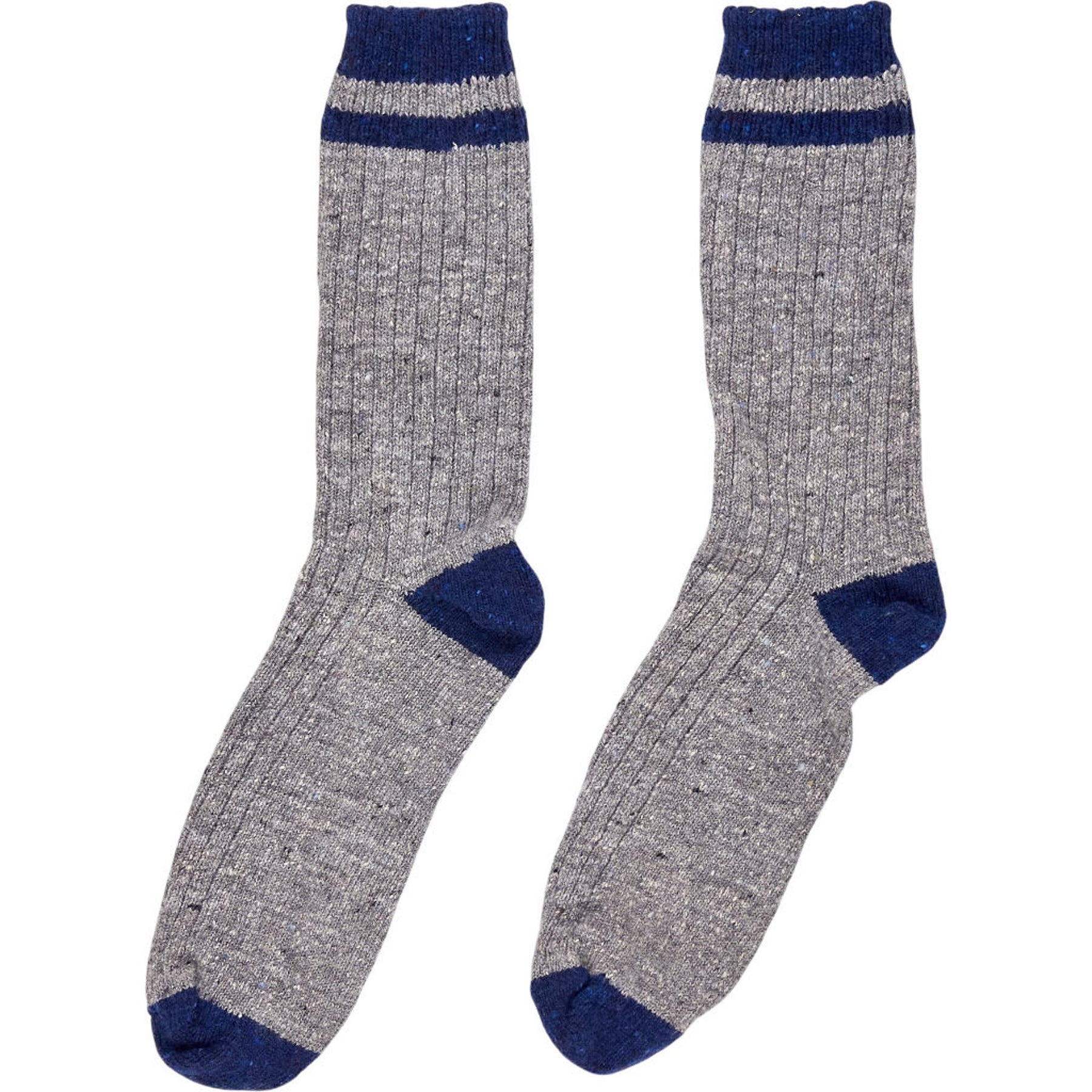 Drakes Grey Blue Ribbed Socks