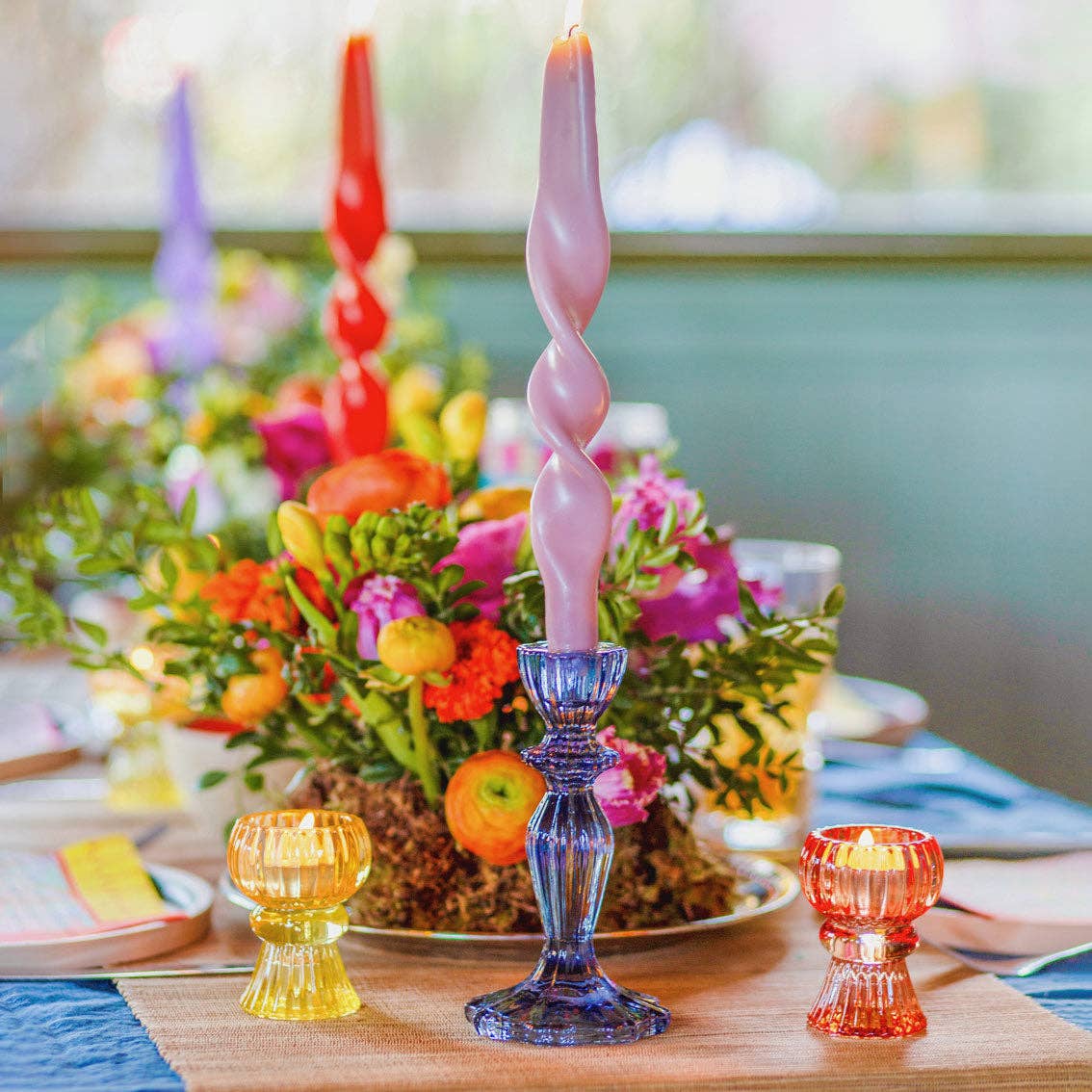 Small Glass Candle Holders - double ended