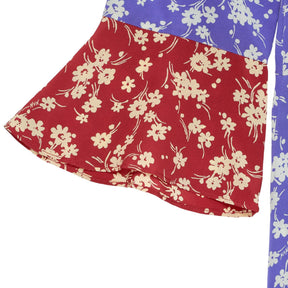 HVN Blue Red Floral Midi Dress