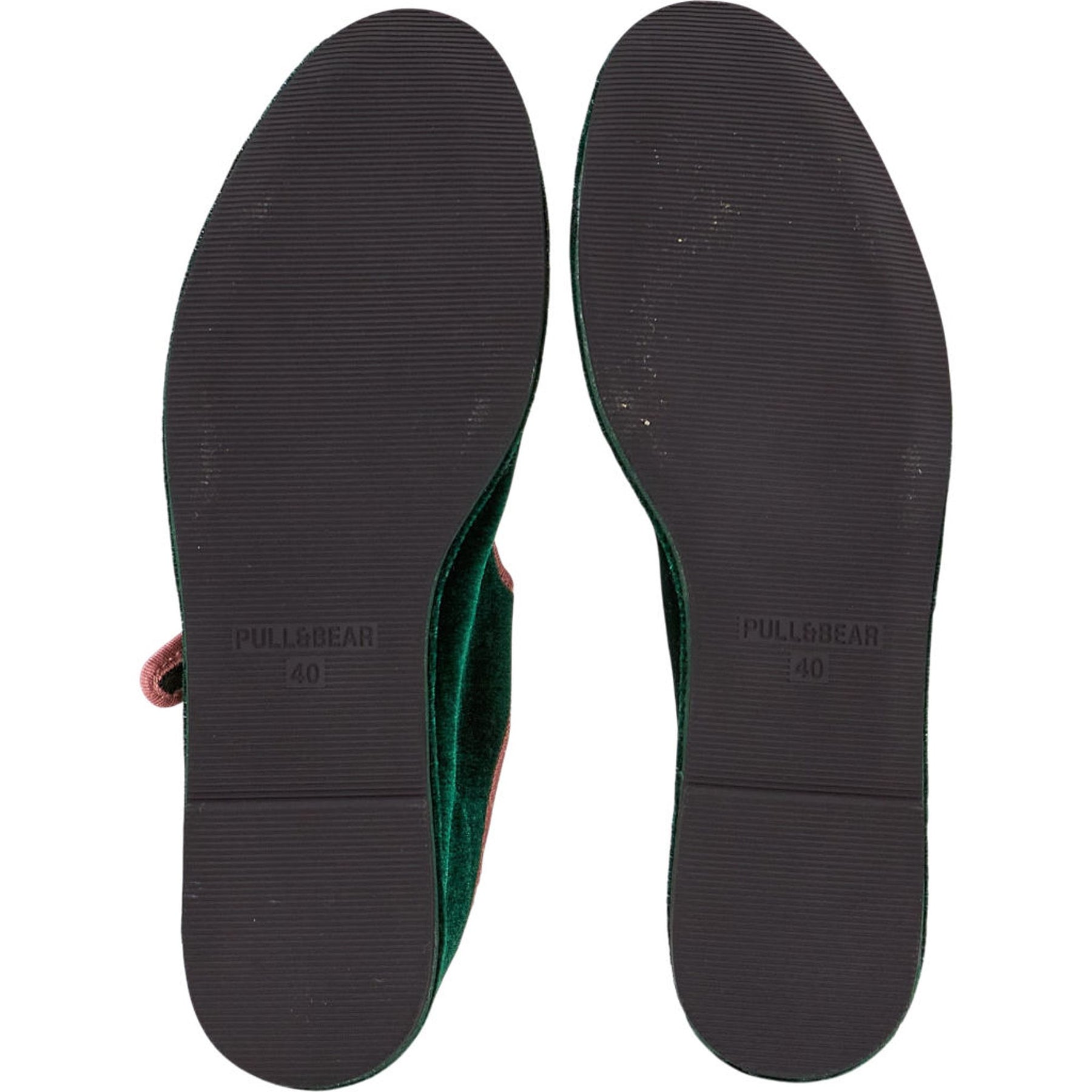 Pull & Bear Green Velvet Mary Janes