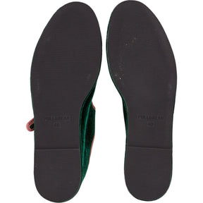 Pull & Bear Green Velvet Mary Janes