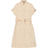 Vivere Cream Emily Belted Dress