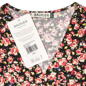 Baukjen Black Rose V-Neck Waisted Midi Dress