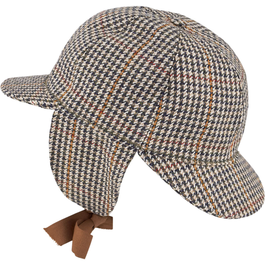 Bates Cream Houndstooth Wool Deerstalker Hat