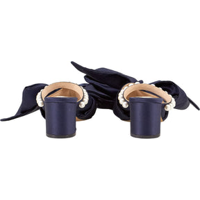 Mother of Pearl Navy Bow Heeled Sandals