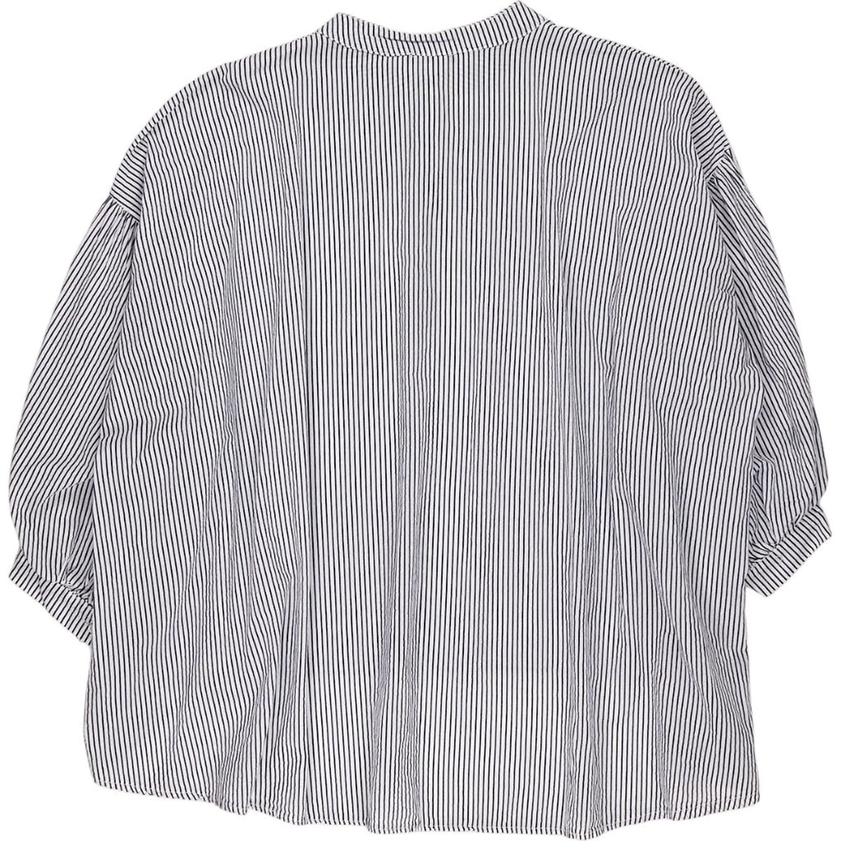 Striped Blue Gathered Sleeve Shirt