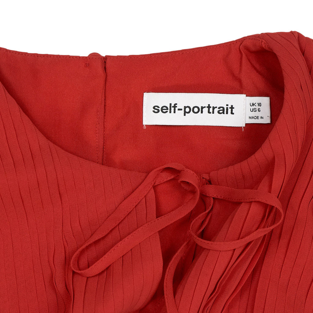 Self-Portrait Red Chiffon Midi Dress