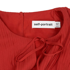 Self-Portrait Red Chiffon Midi Dress