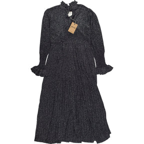 Joanie Black Metallic Pleated Dress